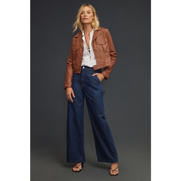 MOTHER Denim - Mother SNACKS! The Fun Dip Utility Puddle Jeans in Cold Brew NWT Size 34